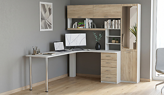 Угловой письменный стол для двоих с надстройкой Вента 75 BMS